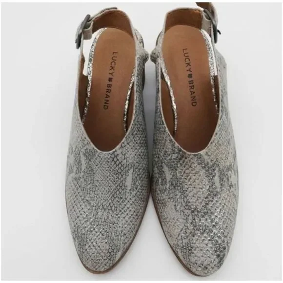 Lucky Brand - Lideton Slingback Booties Leather (gray snakeskin) New Sz 7 - Picture 7 of 9